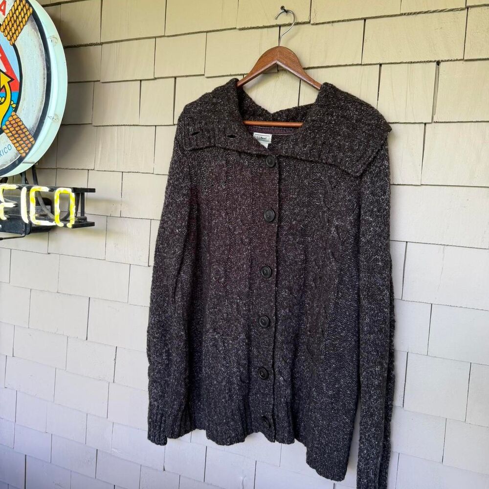 Llbean Women's Black and Grey Cardigan